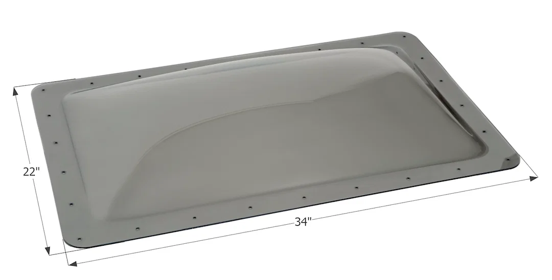 12120 – ICON Skylight, 4 Inch High Bubble Type Dome Rectangular For 30 Inch Length x 18 Inch Width Opening 34 Inch Le...